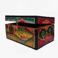 Tibetan Ritual Wooden Box, [carved] And Painted