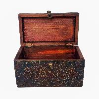 Tibetan Ritual Wooden Box, [carved] And Painted