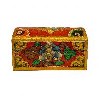 Tibetan Ritual Wooden Box, [carved] And Painted