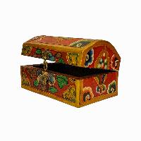 Tibetan Ritual Wooden Box, [carved] And Painted