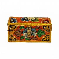 Tibetan Ritual Wooden Box, [carved] And Painted