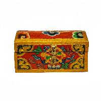 Tibetan Ritual Wooden Box, [carved] And Painted