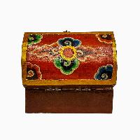 Tibetan Ritual Wooden Box, [carved] And Painted