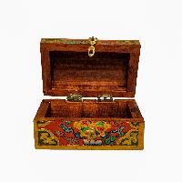 Tibetan Ritual Wooden Box, [carved] And Painted