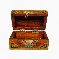 Tibetan Ritual Wooden Box, [carved] And Painted