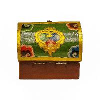 Tibetan Ritual Wooden Box, [carved] And Painted