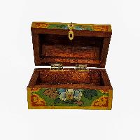 Tibetan Ritual Wooden Box, [carved] And Painted