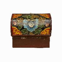 Tibetan Ritual Wooden Box, [carved] And Painted