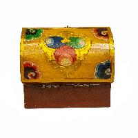 Tibetan Ritual Wooden Box, [carved] And Painted