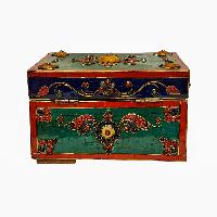 Tibetan Ritual Wooden Box, [carved] And Painted