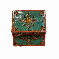 Tibetan Ritual Wooden Box, [carved] And Painted