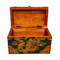 Tibetan Ritual Wooden Box, [carved] And Painted