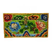 Tibetan Ritual Wooden Box, Traditional Color Painted