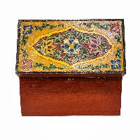 Tibetan Ritual Wooden Box, Traditional Color Painted