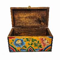 Tibetan Ritual Wooden Box, Traditional Color Painted