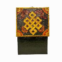 Tibetan Ritual Wooden Box, [carved] And Traditional Color Painted