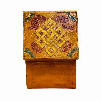 Tibetan Ritual Wooden Box, [carved] And Traditional Color Painted