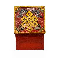 Tibetan Ritual Wooden Box, [carved] And Traditional Color Painted