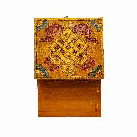 Tibetan Ritual Wooden Box, [carved] And Traditional Color Painted