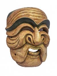 [wacky], Handmade Wooden Mask, Wall Hanging, [painted], Poplar Wood, Tribal Mask