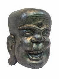 [laughing Buddha], Handmade Wooden Mask, Wall Hanging, [painted], Poplar Wood