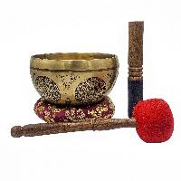 Singing Bowl, Buddhist Hand Beaten, With [yoga Man] Carved Inside, Sound Note D, 315 Hz