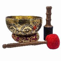 Singing Bowl, Buddhist Hand Beaten, With [manjushree] Carved Inside, Sound Note A, 218 Hz