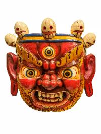 [bhairav], Handmade Wooden Mask, Wall Hanging, [painted], Poplar Wood