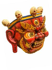 [bhairav], Handmade Wooden Mask, Wall Hanging, [painted], Poplar Wood