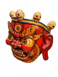 [bhairav], Handmade Wooden Mask, Wall Hanging, [painted], Poplar Wood