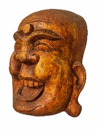 [laughing Buddha], Handmade Wooden Mask, Wall Hanging, [painted], Poplar Wood