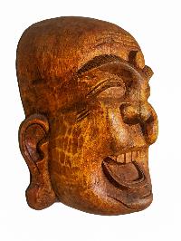 [laughing Buddha], Handmade Wooden Mask, Wall Hanging, [painted], Poplar Wood