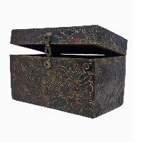 Tibetan Ritual Wooden Box, Traditional Color Painted