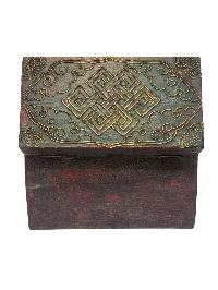 Tibetan Ritual Wooden Box, Traditional Color Painted