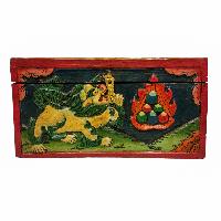 Tibetan Ritual Wooden Box, Traditional Color Painted