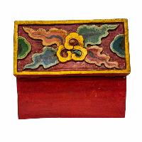 Tibetan Ritual Wooden Box, Traditional Color Painted