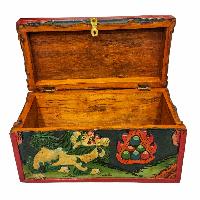 Tibetan Ritual Wooden Box, Traditional Color Painted