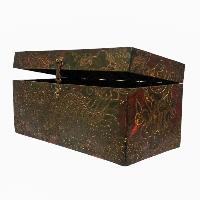 Tibetan Ritual Wooden Box, Traditional Color Painted