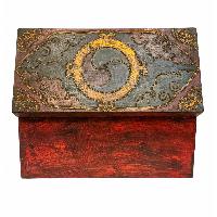 Tibetan Ritual Wooden Box, Traditional Color Painted