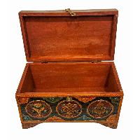 Tibetan Ritual Wooden Box, Traditional Color Painted