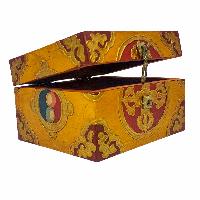 Tibetan Ritual Wooden Box, Traditional Color Painted