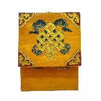 Tibetan Ritual Wooden Box, Traditional Color Painted