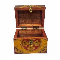 Tibetan Ritual Wooden Box, Traditional Color Painted