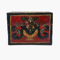 Tibetan Ritual Wooden Box, Traditional Color Painted