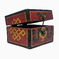 Tibetan Ritual Wooden Box, Traditional Color Painted