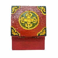 Tibetan Ritual Wooden Box, Traditional Color Painted