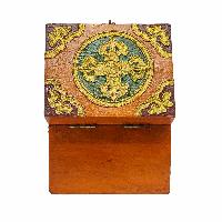 Tibetan Ritual Wooden Box, Traditional Color Painted