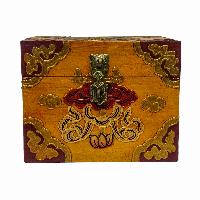 Tibetan Ritual Wooden Box, Traditional Color Painted