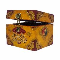 Tibetan Ritual Wooden Box, Traditional Color Painted