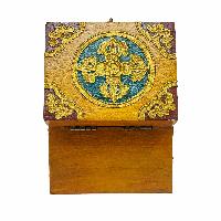 Tibetan Ritual Wooden Box, Traditional Color Painted